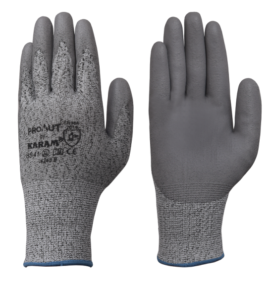 KARAM ProKut Multi Purpose Abrasion and Cut Resistance with Grey PU Coating Glove, HS41