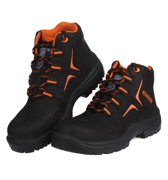Black+Decker ISI marked high ankle lace up safety shoes, Black - BXWB0131IN