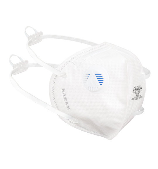 KARAM Anti-Pollution Polypropylene White Mask with Adjustable Head Band & Exhalation Valve | Safety Mask Protect Against Dust & Virus | ISI Certified | RFH12+(WHITE)