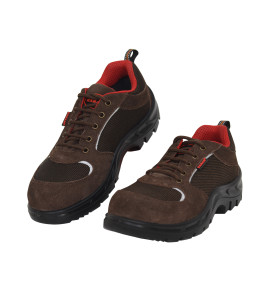 KARAM Industrial Safety Shoe for Men | Safety Shoes with Steel Toe Cap & Single Density PU Sole | Antistatic, Antislip, Oil & Heat Resistance | Brown | FS114BR(SWSAMN)
