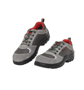 KARAM Industrial Safety Shoe for Men | Safety Shoes with Steel Toe Cap & Single Density PU Sole | Antistatic, Antislip, Oil & Heat Resistance | Grey | FS114RG(SWSAMN)