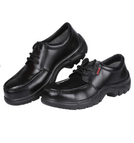 KARAM Executive Type Safety Shoe with Buff Grain Waxy Black| Anti-Slip, Anti Static, Oil & Heat Resistance Leather Safety Footwear, FS71BL(SKSAMN)