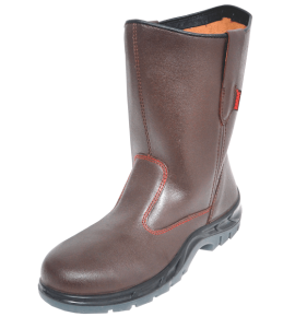 High Ankle Rigger Dark Brown Leather Safety Footwear with Protective Metal Toe Cap, FS51RG(SWDAPN)