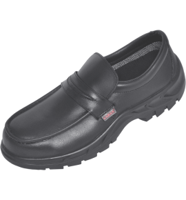 Executive Type Safety Shoe Slip-on with buff grain waxy Black Leather Safety Footwear, FS72BL(FKSAMN)