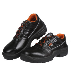 Black+Decker single density black lace up leather safety shoe - BXWB0101IN