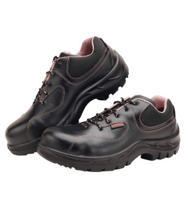 KARAM ISI Marked Leather Safety Shoe Excellent Grip, Comfort & Slip Resistance | Steel Toe with Single Density | Black | FS100BL(SKSAMN)