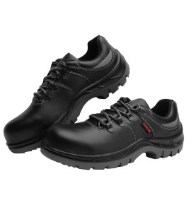 KARAM Safety Shoes with Steel Toe & Single Density PU Sole for Anti-Slip, Antistatic, Oil & Heat Resistance, Black, FS15BL(SWDAMN)