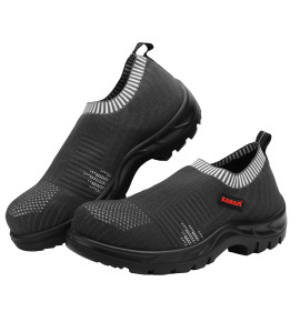 KARAM Flytex ISI Marked Flyknit Sporty Slip On Safety Shoes with Excellent Grip, Comfort with Single Density & Fiber Toe Cap | Anti-Static, Anti-Slip, Oil & Heat Resistant, FS201