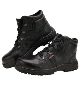 KARAM Safety Shoes with Steel Toe & Single Density PU Sole for Anti-Slip, Oil & Heat Resistance, Black, FS26BL