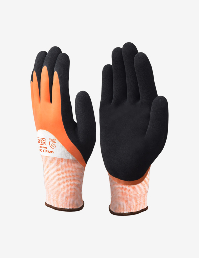 Latex coated hand gloves