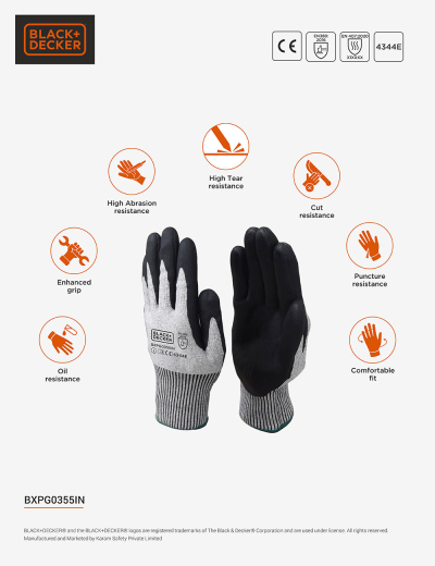 Safety hand gloves with Nitrile coating, cut-resistant. Versatile protection for various tasks.
