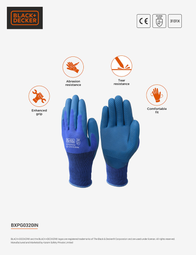 Heavy-duty latex-coated gloves for work. Versatile hand protection for various tasks.