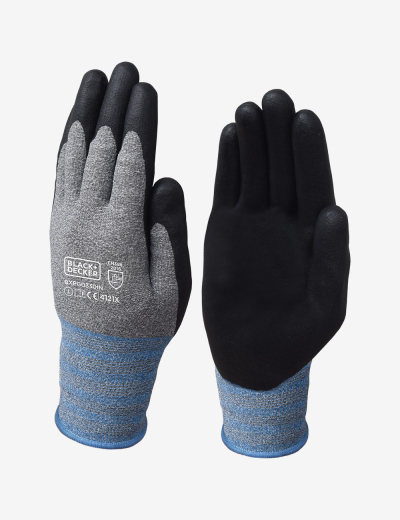 BLACK+DECKER Grey & Black Safety Nitrile Coated Gloves, BXPG0330IN