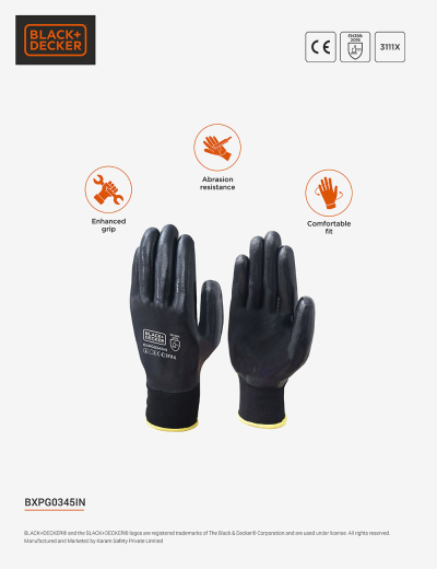 Nitrile-coated safety gloves for factory use. Reliable hand protection with superior grip.