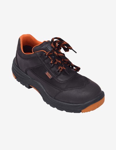 Black grain leather low ankle safety footwear BXWB0161IN