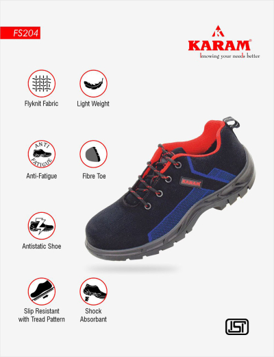 Blue Sporty Safety Shoes: Breathable, Comfortable, Antistatic, designed for safety and style.