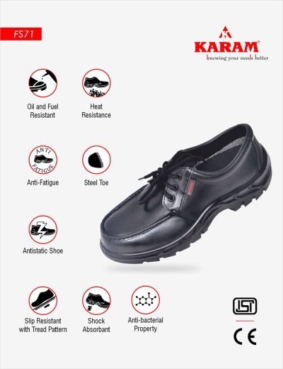 Elevate style with formal steel toe shoes for men. Executive, lightweight, comfortable black or chocolate brown leather safety shoes. Explore FS71 KARAM Safety shoes.