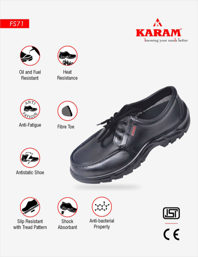 Elevate style with formal fiber toe shoes for men. Executive, lightweight, comfortable black or chocolate brown leather safety shoes. Explore FS71 KARAM Safety shoes.