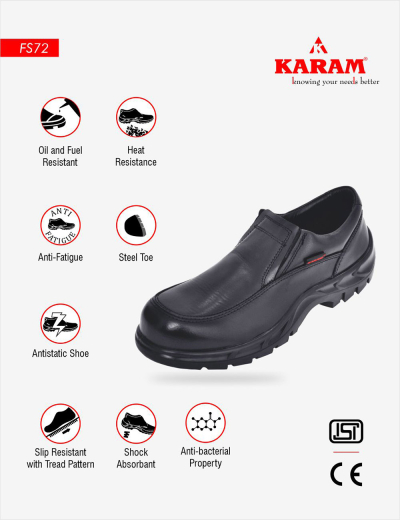 Upgrade to formal black leather safety shoes with heat-resistant, anti-static properties and steel toes for men. Explore FS72 Safety shoes.