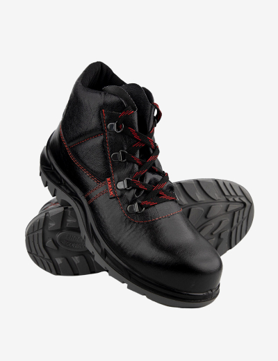 Workman High Ankle Black Leather Safety Shoes FS21BL(FWDAPN)