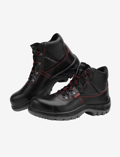 Workman High Ankle Black Leather Safety Shoes, FS21BL(SWDAPN)