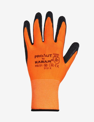 Latex-coated hand gloves for pro protection. HS01 safety gloves for ultimate safety.