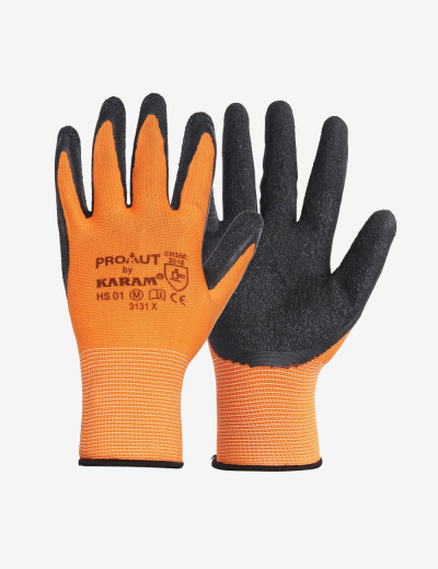 Latex coated hand gloves