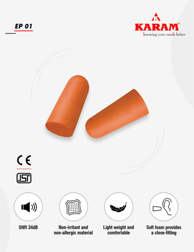 Disposable Foam Ear Plugs (EP01(A)): Affordable safety ear plugs for effective hearing protection. Ideal for noise reduction.