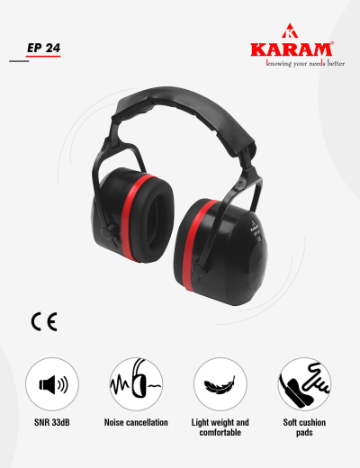 Ear Muff Hi dB Foldable EP24: Effective hearing protection with noise reduction. Foldable design for convenience.