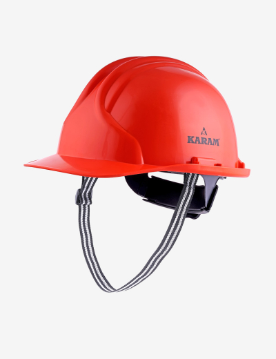 Safety Helmet with Protective Peak and Ratchet Type Adjustment, PN581