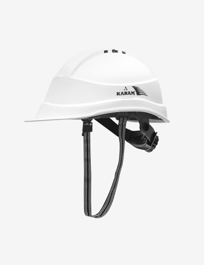 Safety Helmet with Protective Peak with Ratchet Type Adjustment and Ventilation Slots, PN542