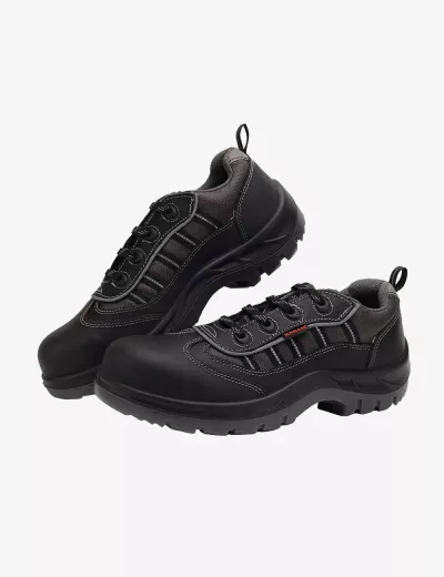 Buy Executive Sporty Lace-Up Black Leather Safety Shoes, FS62BL